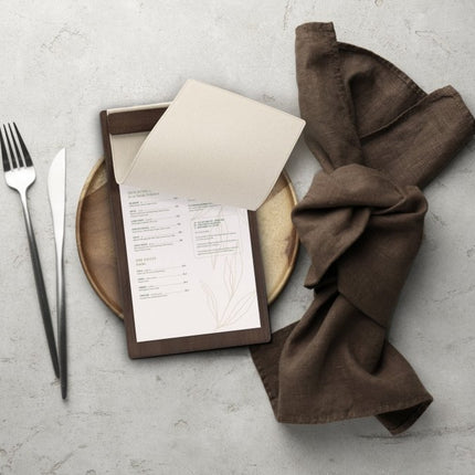 Securit® Signature Clipboard A45 in Walnut 18,5x32x1,5cm – Pack of 10 | Restaurant Menu Covers - hospitality