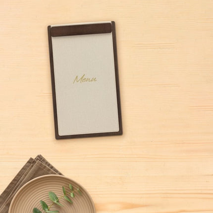 Securit® Signature Clipboard A45 in Walnut 18,5x32x1,5cm – Pack of 10 | Restaurant Menu Covers - hospitality