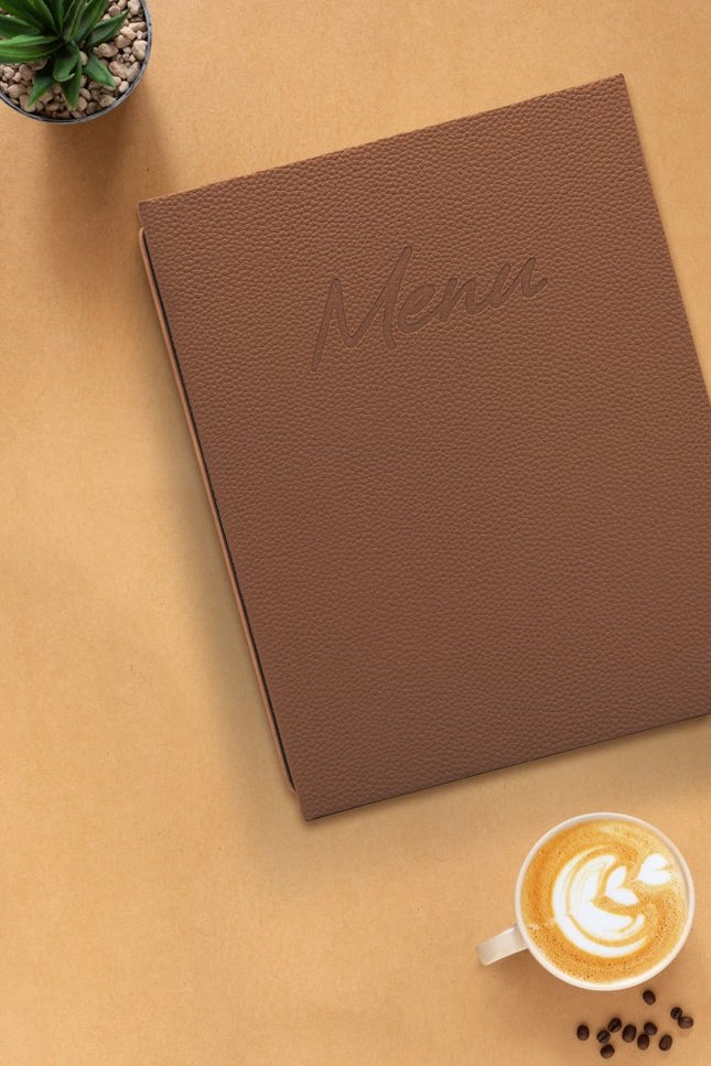 Securit® Signature Menu Holder A4 in Brown 25x31,5x2cm – Pack of 10 | Restaurant Menu Covers - hospitality