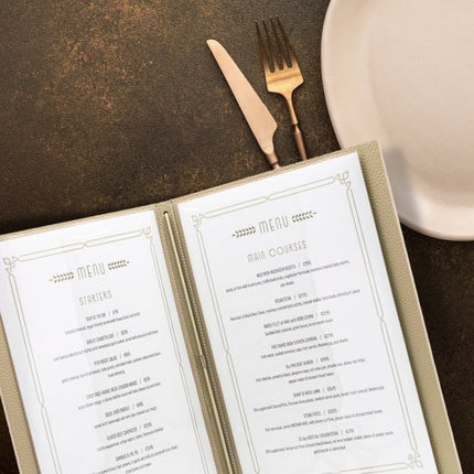 Securit® Signature Menu Holder A5 in Beige 18x22,5x2cm – Pack of 10 | Restaurant Menu Covers - hospitality