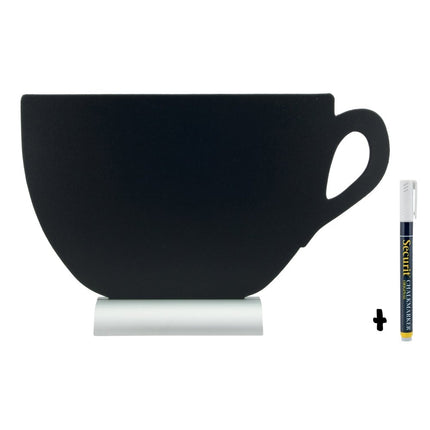 Securit Silhouette Aluminium Table Chalkboards Black 21.5x33.6x6 cm Pack of 6 - hospitality