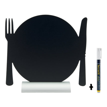 Securit Silhouette Aluminium Table Chalkboards Black 24x24,5x6cm Pack of 6 - hospitality