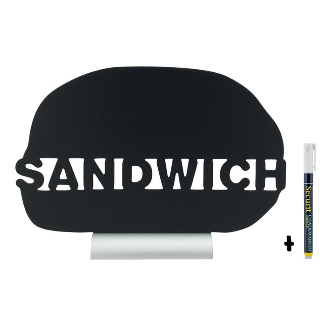 Securit Silhouette Aluminium Table Chalkboards Black 24x34x6cm Pack of 6 - hospitality