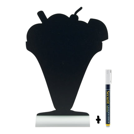 Securit Silhouette Aluminium Table Chalkboards Black 33.5x23x6 Cm Pack Of 6 - hospitality
