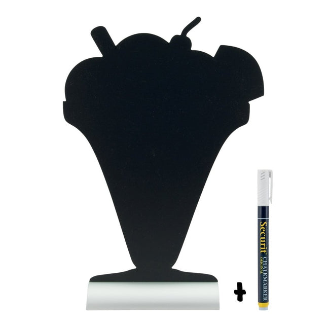 Securit Silhouette Aluminium Table Chalkboards Black 33.5x23x6 Cm Pack Of 6 - hospitality