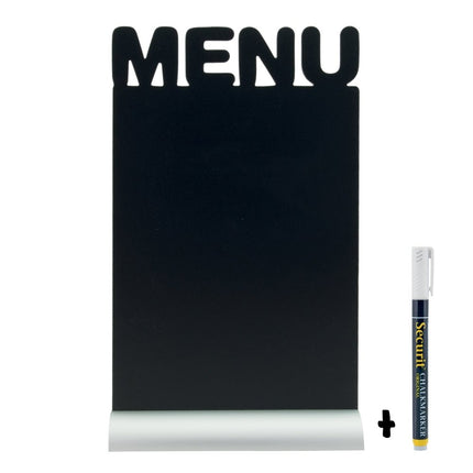 Securit Silhouette Aluminium Table Chalkboards Black 34.2x21x6cm Pack Of 6 - hospitality