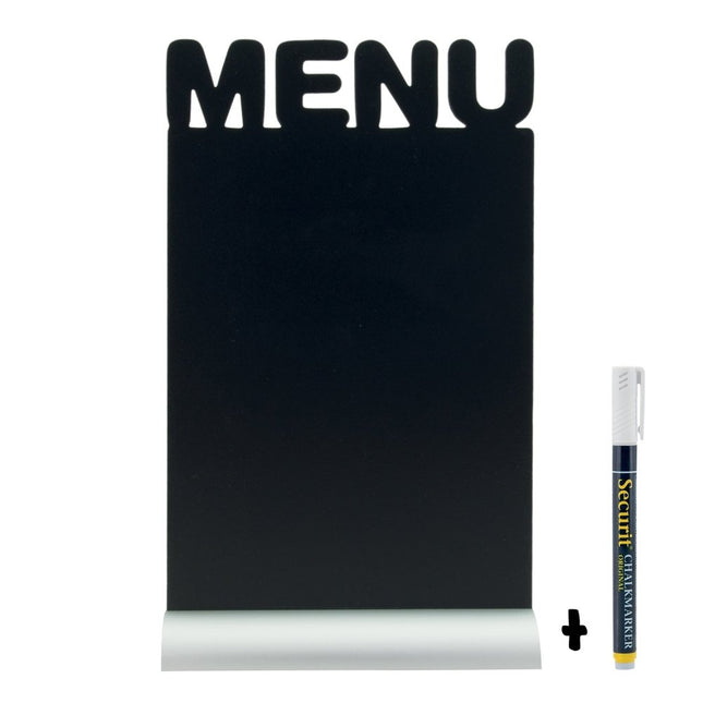 Securit Silhouette Aluminium Table Chalkboards Black 34.2x21x6cm Pack Of 6 - hospitality