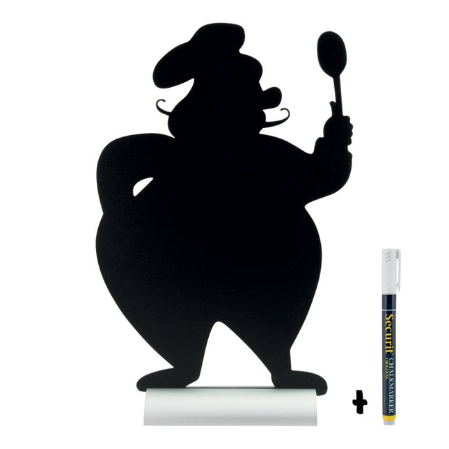 Securit Silhouette Aluminium Table Chalkboards Black 34.5 x 22 x 6 cm Pack of 6 - hospitality