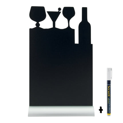 Securit Silhouette Aluminium Table Chalkboards Black 34x21x6 cm Pack of 6 - hospitality