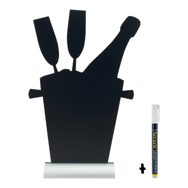Securit Silhouette Aluminium Table Chalkboards Black 35.5x23x6 cm Pack Of 6 - hospitality