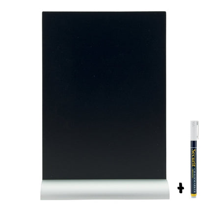Securit Silhouette Aluminium Table Chalkboards Black Pack Of 6 - hospitality