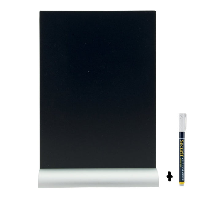 Securit Silhouette Aluminium Table Chalkboards Black Pack Of 6 - hospitality