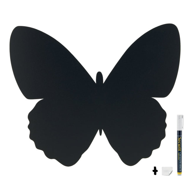 Securit Silhouette Butterfly Wall Chalkboards All Weather Pack Of Six Black - hospitality
