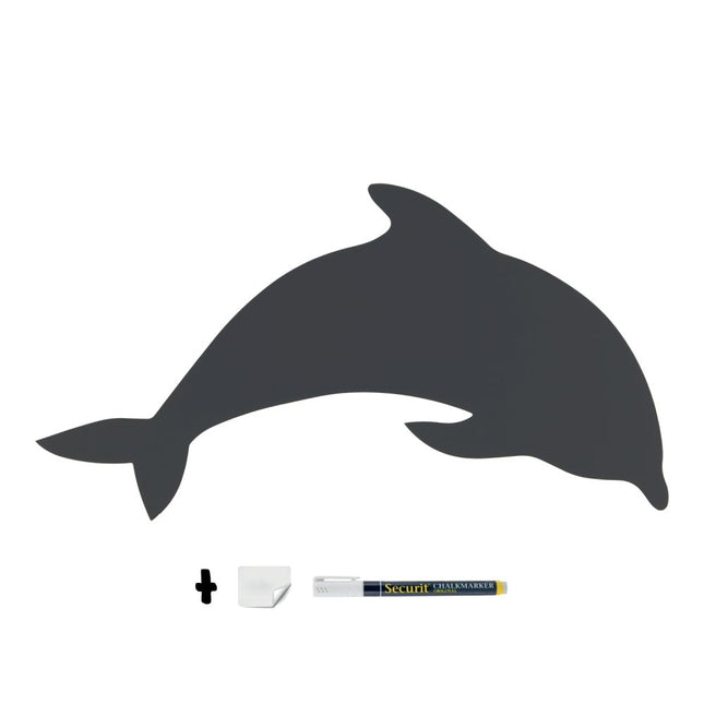 Securit Silhouette Dolphin Chalkboards Pack of 6 Black 26x49.7x0.3 cm - hospitality