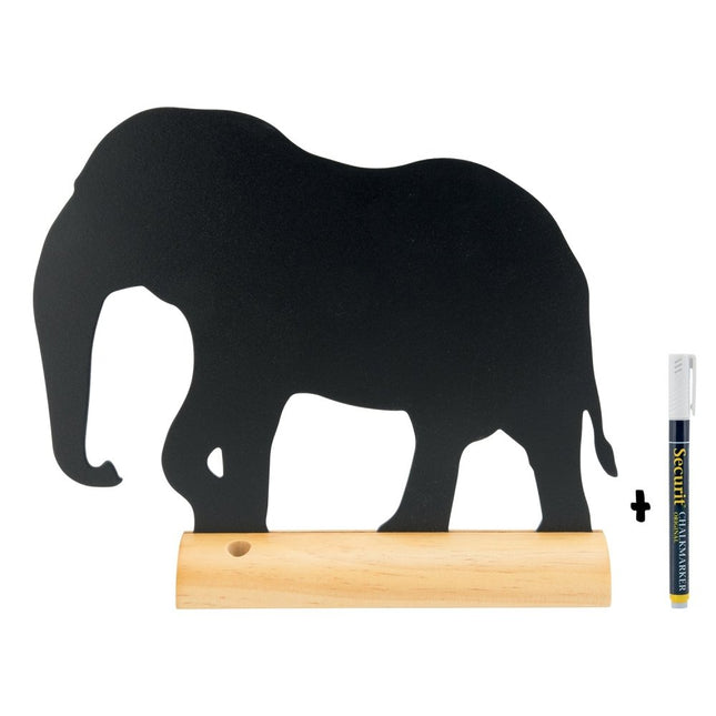 Securit Silhouette Elephant Table Chalkboards Wood Base Black 24,5x29x6cm Pack 6 - hospitality