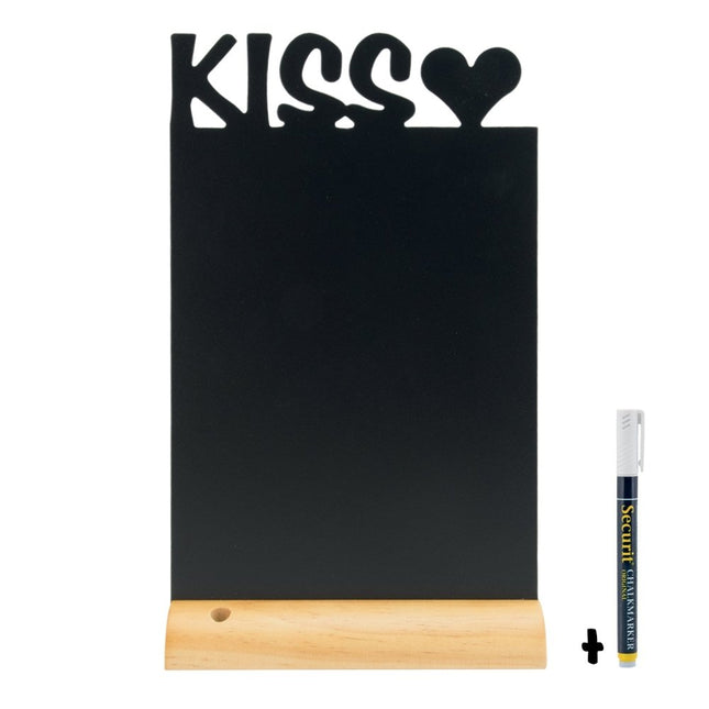 Securit Silhouette Table Chalkboards Black Wood Pack Of 6 - hospitality