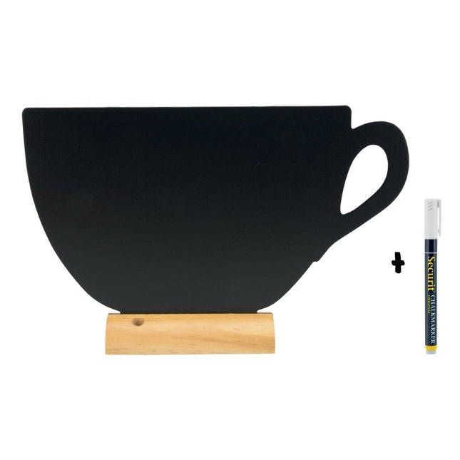 Securit Silhouette Table Chalkboards Wood Base Black Pack of 6 Marker Included - hospitality