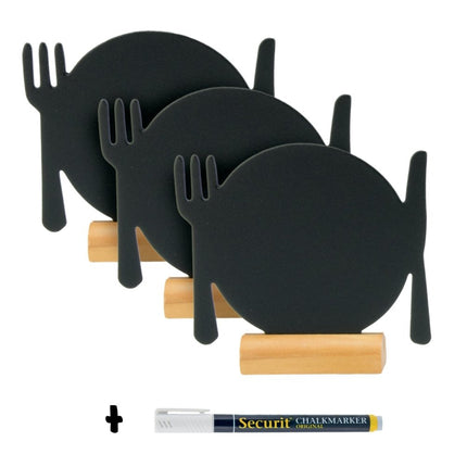 Securit Silhouette Wood Mini Table Chalkboards Black 10x10x2cm Pack of 6 - hospitality