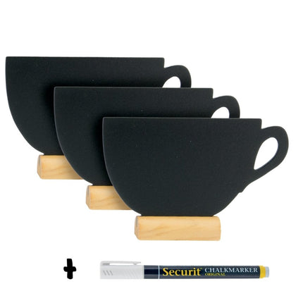Securit Silhouette Wood Mini Table Chalkboards Black 9x13.5x2 cm Pack of 6 - hospitality