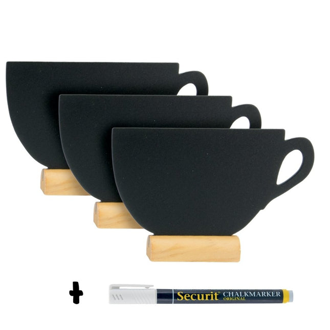 Securit Silhouette Wood Mini Table Chalkboards Black 9x13.5x2 cm Pack of 6 - hospitality