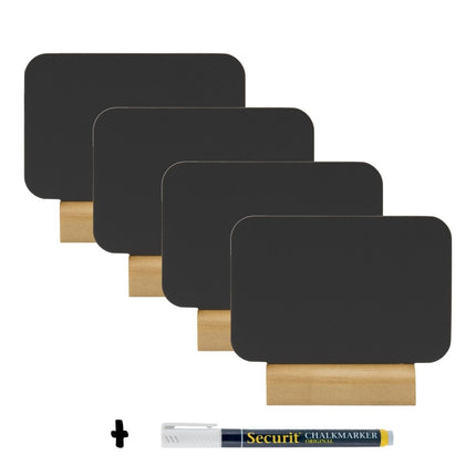Securit Silhouette Wood Mini Table Chalkboards Black Pack of 6 Chalk Marker - hospitality