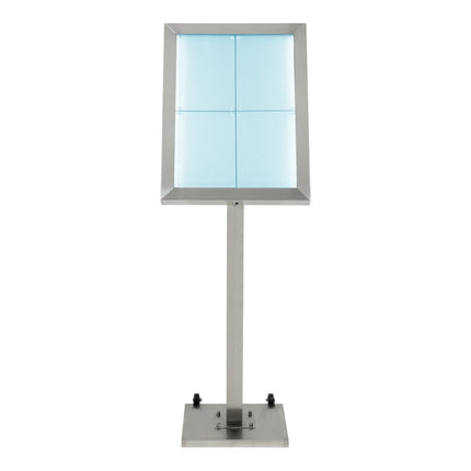 Securit® Stainless Steel 4A4 RGB LED Information Display Set – Display + Pole & Base + Battery | Hospitality Trade Pack - hospitality