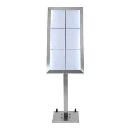 Securit® Stainless Steel 6A4 RGB LED Information Display Set – Display + Pole & Base + Battery | Hospitality Trade Pack - hospitality