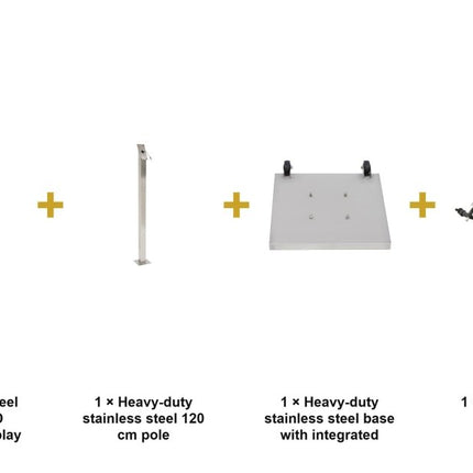 Securit® Stainless Steel 6A4 RGB LED Information Display Set – Display + Pole & Base + Battery | Hospitality Trade Pack - hospitality