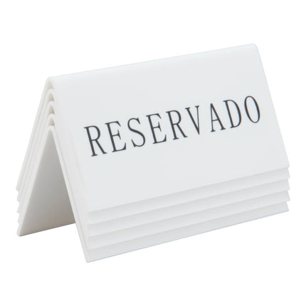Securit Table Boards White Acrylic Reservation Signs Pack Of 6 - hospitality