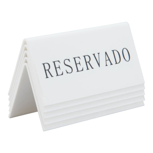 Securit Table Boards White Acrylic Reservation Signs Pack Of 6 - hospitality