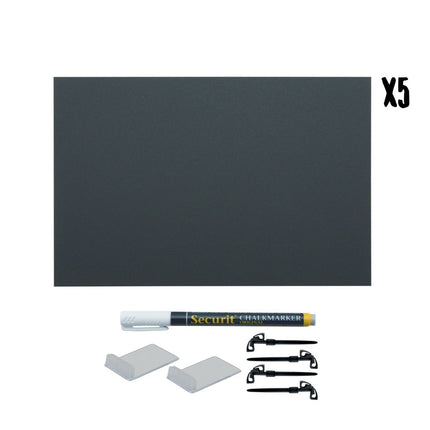 Securit Table Chalkboards A4 Tags Black 29.7x21x0.1cm Pack Of 5 - hospitality