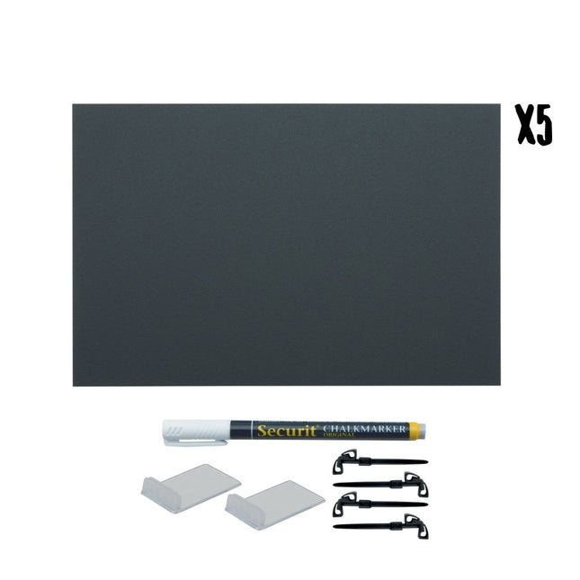 Securit Table Chalkboards A4 Tags Black 29.7x21x0.1cm Pack Of 5 - hospitality