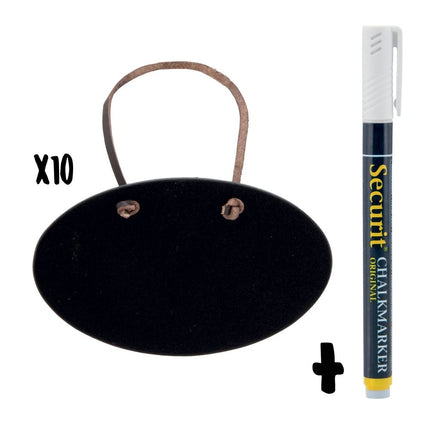 Securit Table Chalkboards Accessories Tag Black Pack Of 6 Leather Cord Included - hospitality