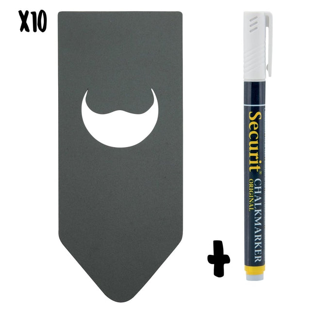 Securit Table Chalkboards Accessory Tags Black 15.4 x 6.5 cm Pack of 6 - hospitality