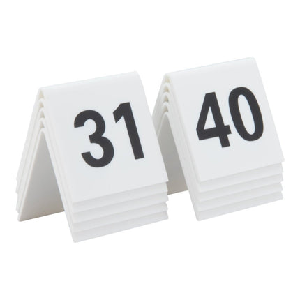 Securit® Tables 1–40 + 5 Reserved Signs Table Number Set – White Acrylic | Hospitality Trade Pack - hospitality