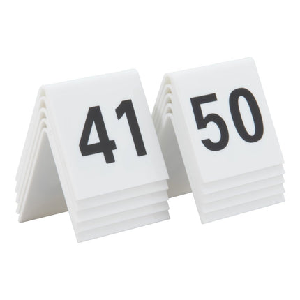 Securit® Tables 1–50 + 5 Reserved Signs Table Number Set – White Acrylic | Hospitality Trade Pack - hospitality