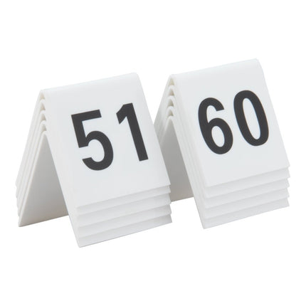 Securit® Tables 1–60 + 5 Reserved Signs Table Number Set – White Acrylic | Hospitality Trade Pack - hospitality