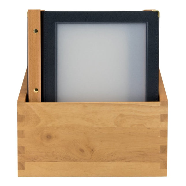 Securit Teak Box Menu Holders A4 Display Frosted Window 33.7 x 30.1 x 24.6 cm - hospitality
