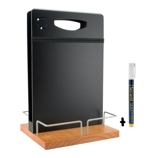 Securit Teak Table Caddy With Double Sided Chalkboard Pack Of 6 - hospitality