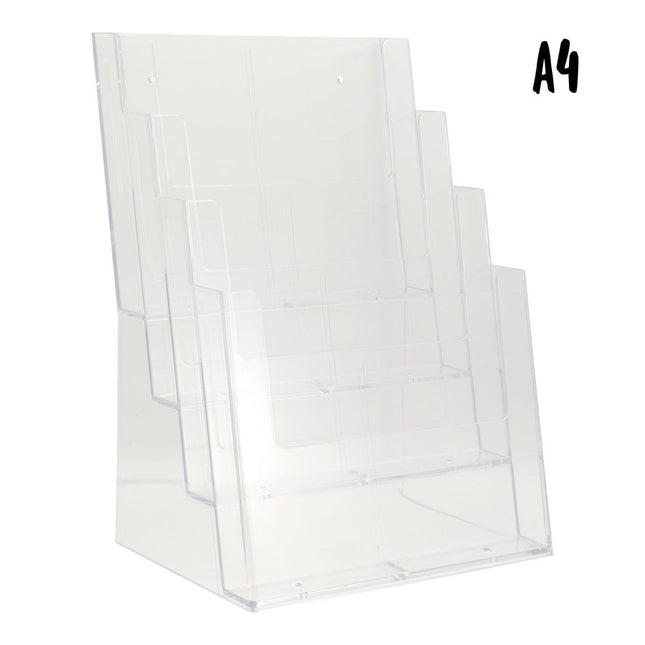 Securit Transparent A4 Brochure Holder Display With Four Pockets - hospitality