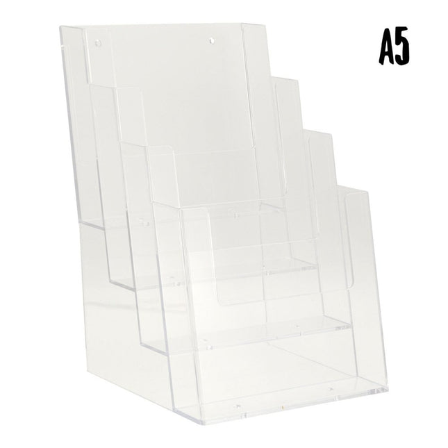 Securit Transparent Brochure Holder 20x26x16.5 A5 4 Pockets - hospitality