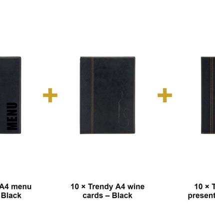 Securit® Trendy A4 Black Menu Suite – 10 Menu Holders + 10 Wine Cards + 10 Bill Presenters | Hospitality Trade Pack - hospitality
