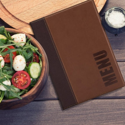 Securit® Trendy A5 Light Brown Menu Set – 10 Menu Holders + 20 Extra Pouches | Hospitality Trade Pack - hospitality