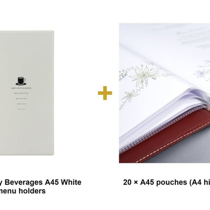 Securit® Trendy Beverages A45 White Menu Set – 10 Menu Holders + 20 Extra Pouches | Hospitality Trade Pack - hospitality