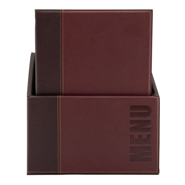 Securit Trendy Leather Menu Holders Wine Red 35.2 by 27.9 by 19.7 cm Pack of 2 - hospitality