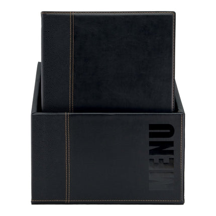 Securit Trendy Leather Style A4 Menu Holders Boxed Set Black 35x28x20 cm - hospitality