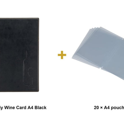 Securit® Trendy Wine Card A4 Black Menu Set – 10 Menu Holders + 20 Extra Pouches | Hospitality Trade Pack - hospitality