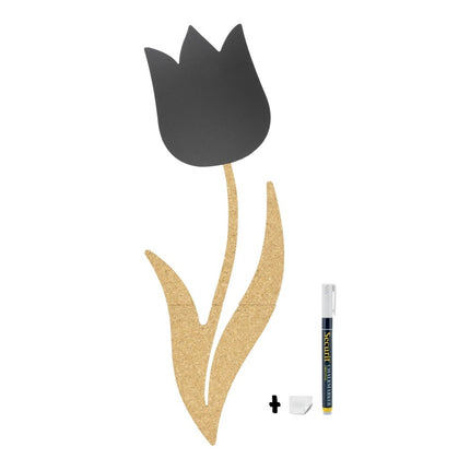Securit Tulip Cork And Chalk Wall Board Set Black Cork 82.5x29x1cm Pack Of 6 - hospitality