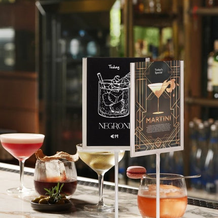 Securit® U-Shaped A5 Metal Poster Frame and Chalkboard – Stainless Steel 15x41x8,5cm – Pack of 10 | Poster & Menu Displays - hospitality