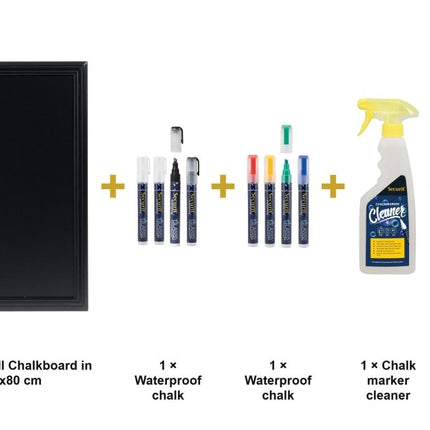 Securit® Universal Wall Chalkboard in Black 60x80 cm Chalkboard Set – Board + Waterproof Markers + Cleaner | Hospitality Trade Pack - hospitality
